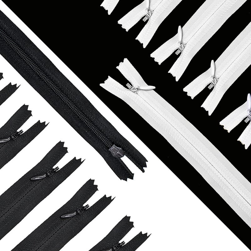 Renashed 50pcs 21.5 Inch Nylon Invisible Zippers Black White Mix for Tailor Sewer Sewing Craft Crafter's Special (Black&White) - Image 1